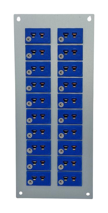LABFACILITY JM-K-FF + FMP-20 Thermocouple Connector, 75 x 175mm Panel, Miniature, K, Socket, 20Way, Blue, JIS, Fascia Mount