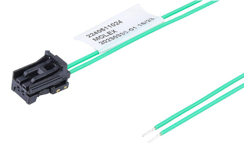 MOLEX 224051-1024 Cable Assembly, Mini50 Receptacle to Free End, 2 Ways, 2 mm, 1 Row, 600 mm, 23.6 "