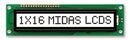 MIDAS DISPLAYS MC11609A6W-FPTLW-V2 Alphanumeric LCD, 16 x 1, Black on White, 5V, English, Japanese, Transflective
