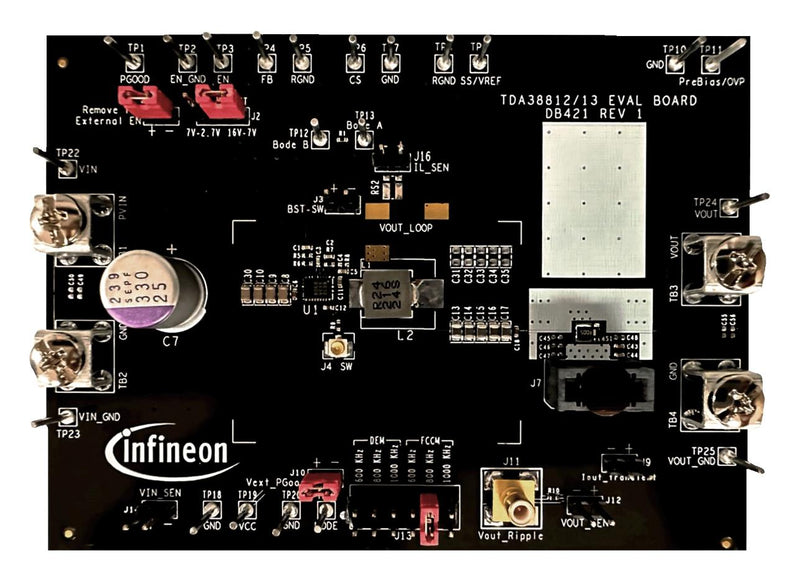 INFINEON EVALTDA388125VOUTTOBO1 Evaluation Board, TDA38812, 5V Out, 1 MHz, Synchronous Buck Regulator
