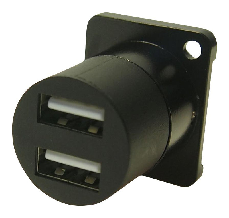MULTICOMP PRO MP-CP30086 USB Adapter, Black Metal, USB Type A Receptacle, USB Type A Receptacle, USB 2.0