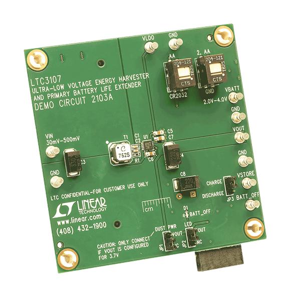 ANALOG DEVICES DC2103A Demo Board, LTC3107EDD, Energy Harvesting, Power Management