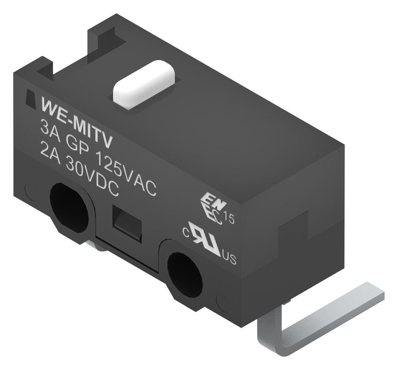 WURTH ELEKTRONIK 463091691402 Microswitch, Standard, Pin Plunger, SPDT, PC Pin, Right Angle, 2 A, 30 V