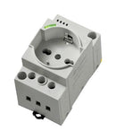 FINDER 7U.00.8.230.0010 Power Outlet, w/Green LED, 16 A, 230 VAC, Grey, Panel/DIN Rail, IP20, 7U Series