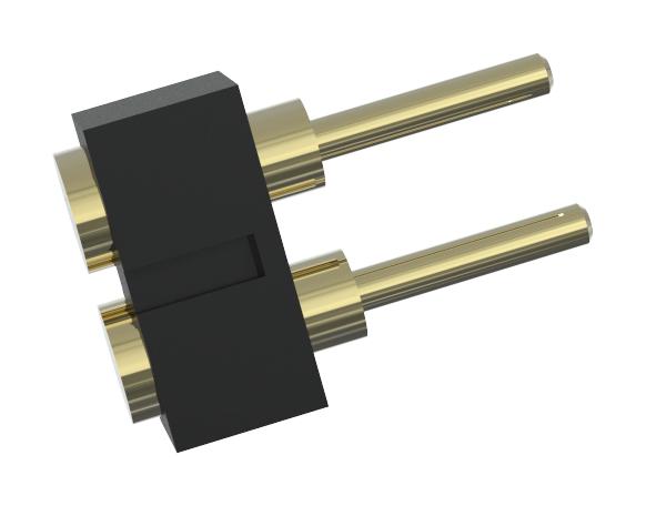 MULTICOMP PRO MP015219 Spring Loaded Connector, Pogo Pin Header, 2.54 mm, 1 Row, 2 Contacts, Through Hole Mount, Brass