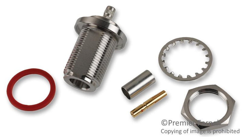 AMPHENOL RF 172132. RF/COAXIAL, N BULKHEAD JACK, STRAIGHT, 50 OHM CRIMP