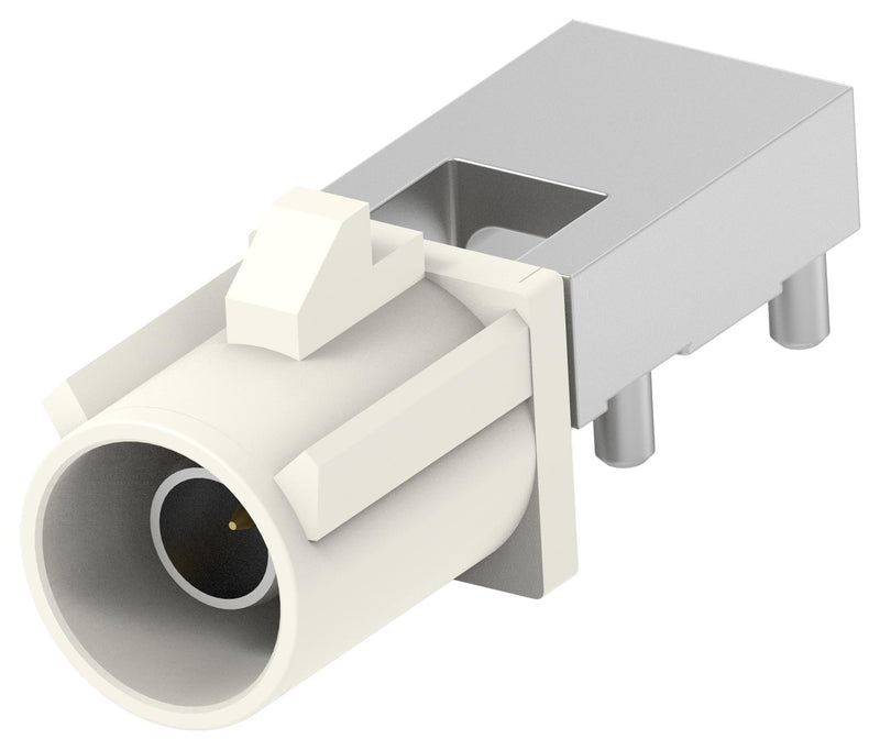 TE CONNECTIVITY 2474494-2 RF / Coaxial Connector, Signal White, Code B, 1P, FAKRA Coaxial, Right Angle Plug, Solder, 50 ohm