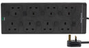 PRO ELEC 2818NS(1N) 3M BLK Surge Protector, 8 Outlets, UK, 13 A, 250 V, UK Type G, 3 m
