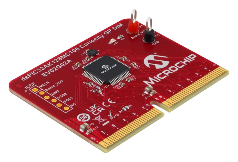 MICROCHIP EV02G02A Dual In-Line Module, dsPIC33AK128MC106, 32Bit, dsPIC33, EV74H48A dsPIC33A Curiosity Platform Board