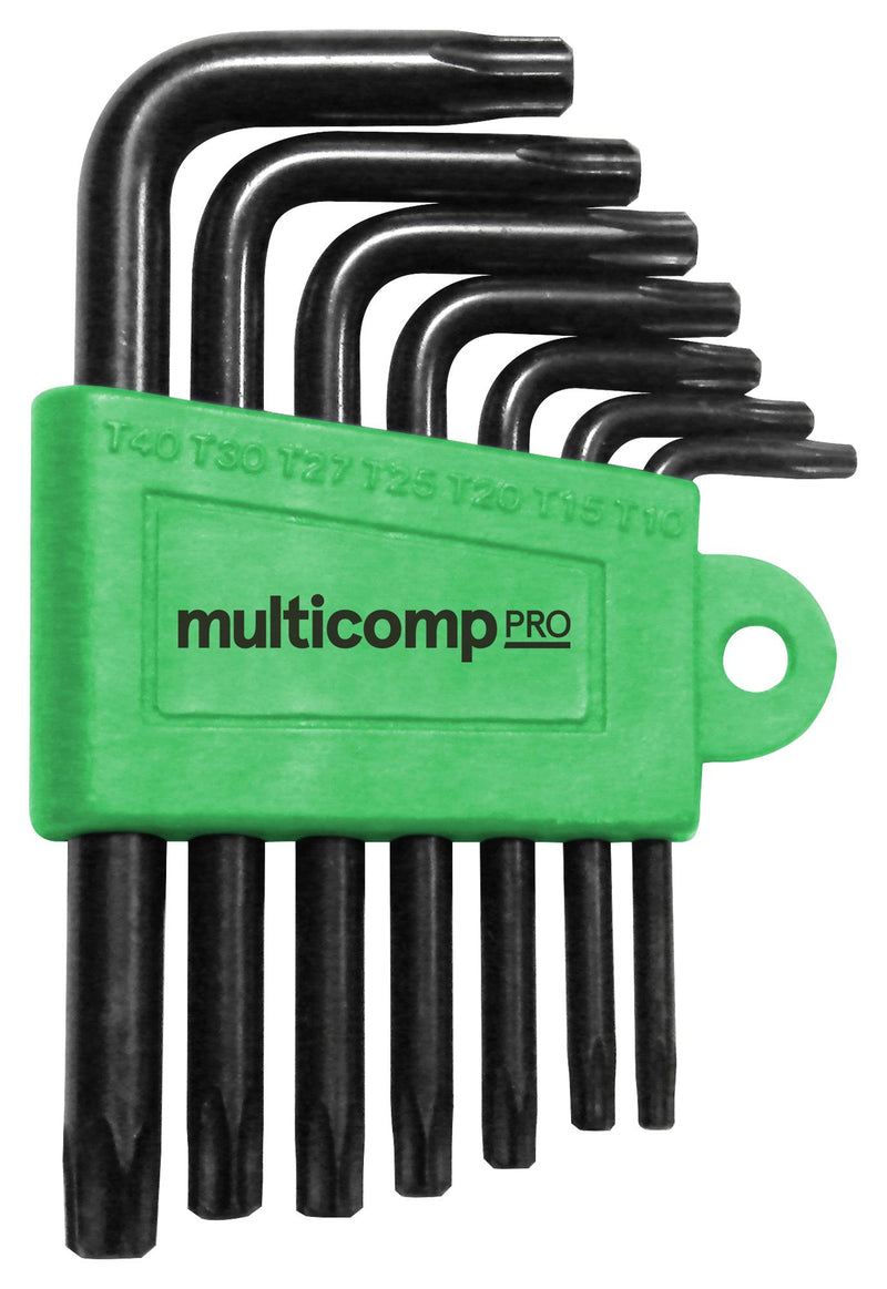 MULTICOMP PRO MP013235 Torx Key Set, T10/T15/T20/T25/T27/T30/T40, L Shape, Steel, 7 Pieces