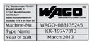 WAGO 210-804 Wire Marker, Thermal Transfer, 99mm x 44mm, PET (Polyester), Silver