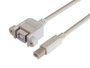 L-COM UPMBB-03M USB Cable, Type B Plug to Type B Receptacle, 300 mm, 11.8 ft, USB 2.0, Light Grey