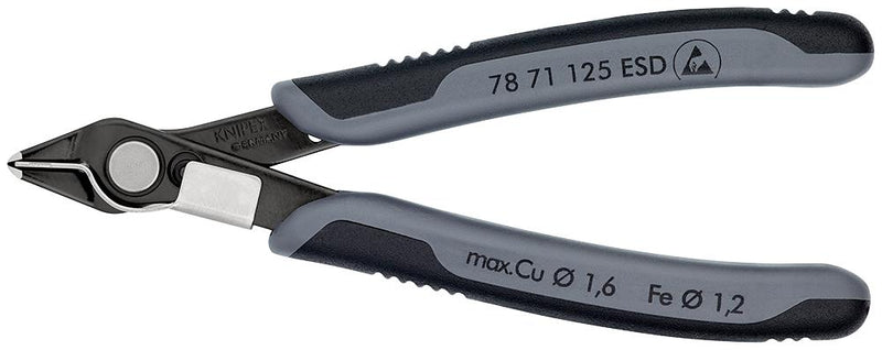 KNIPEX 78 71 125 ESD Cutter, Side, 125 mm, 1.2 mm, 64 &deg;, Knipex - Super Knips