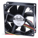 SANYO DENKI 9S0812H410 DC Axial Fan, 12 V, Square, 80 mm, 25 mm, 39.5 CFM