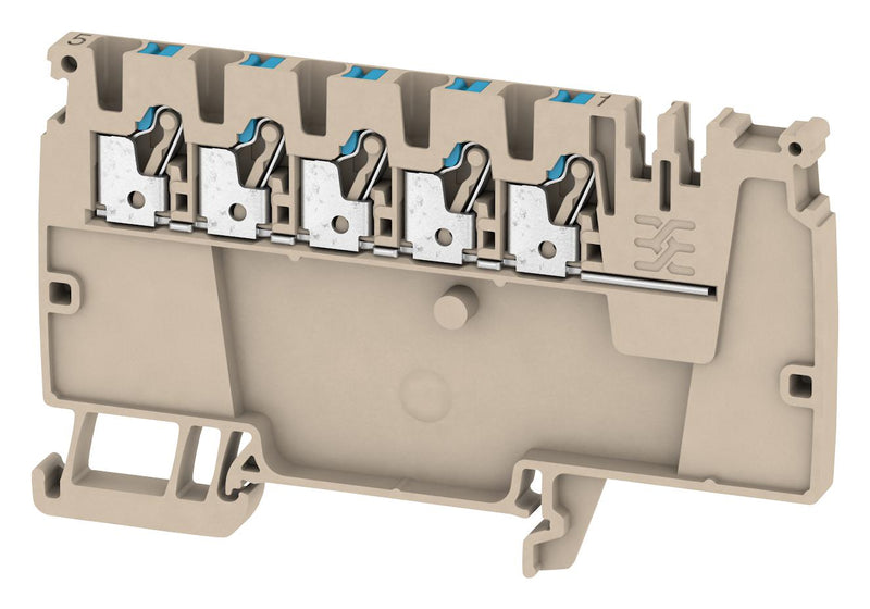 Weidmuller 1988100000 1988100000 DIN Rail Mount Terminal Block 5 Ways 28 AWG 12 2.5 mm&Acirc;&sup2; Push In 24 A