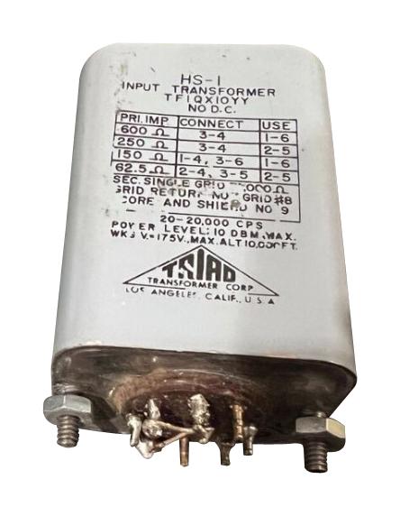 TRIAD MAGNETICS HS-1 AUDIO TRANSFORMER, 600 OHM, 20KHZ