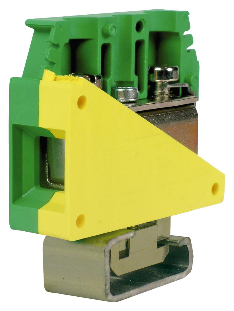 HELLERMANNTYTON TE.10/D DIN Rail Mount Terminal Block, Earth, 35mm Rail, 2 Ways, 10 mm&sup2;, Screw