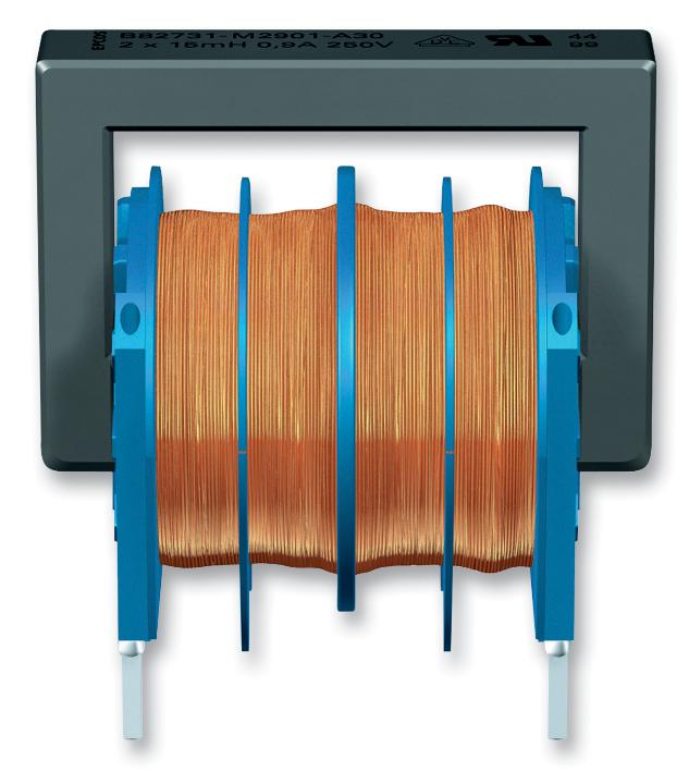 EPCOS B82731M2901A030 Choke, Power Line, Double, D Core, 15 mH, 900 mA, B82731M Series