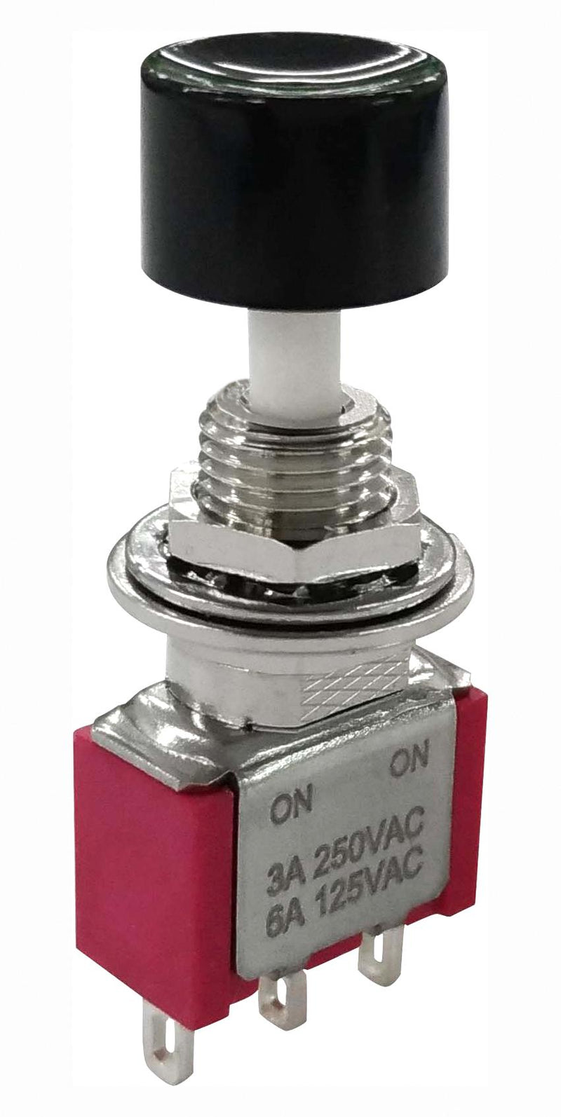 MULTICOMP PRO MP-PB8-AA22A1QE-3 Pushbutton Switch, SPDT, On-On, Round Plunger, Black