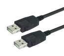 L-COM CAUZALAL-03M USB Cable, Type A Plug to Type A Plug, 300 mm, 11.8 ft, USB 2.0, Black