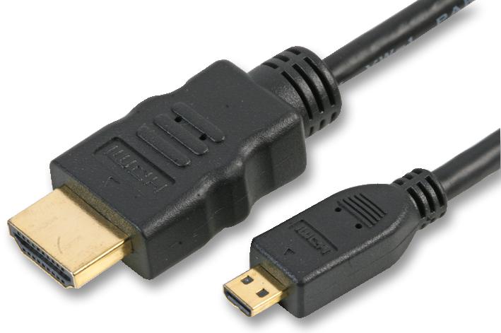 PRO SIGNAL PSG90700 Audio / Video Cable Assembly, HDMI Plug, Micro HDMI D Plug, 19.7 ", 500 mm, Black