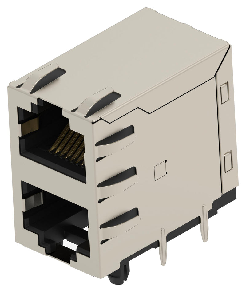 TE CONNECTIVITY 2501551-3 Modular Connector, RJ45 Jack, 2 x 1 (Stacked), 8P8C, Cat5e, Through Hole Mount