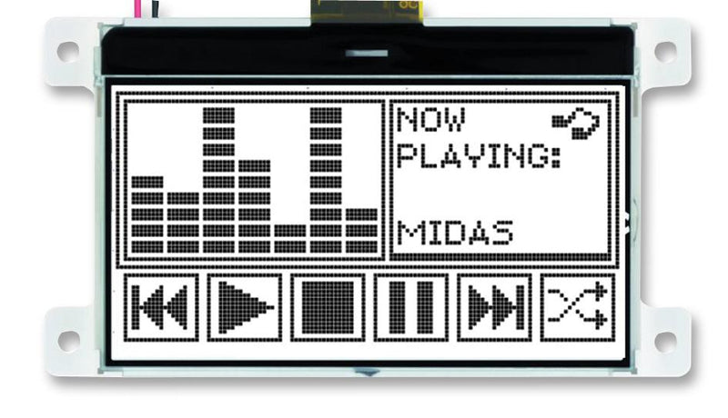 MIDAS DISPLAYS MCCOG128064C6W-FPTLW Graphic LCD, 128 x 64, Black on White, 3V, Parallel, No Font, Transflective
