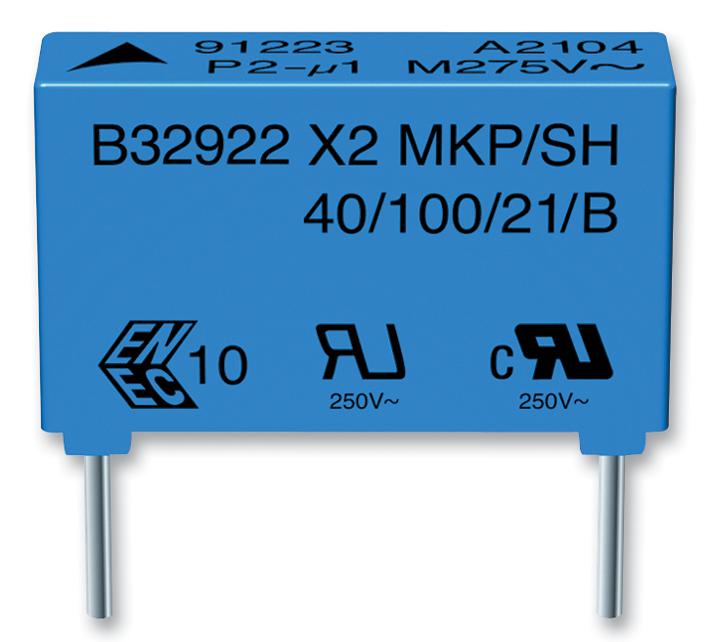 EPCOS B32924C3565K000 Safety Capacitor, Metallized PP, Radial Box - 2 Pin, 5.6 &micro;F, &plusmn; 10%, X2, Through Hole