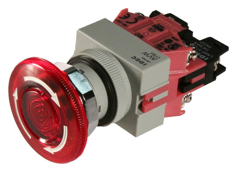 IDEC AVLW49902D-R-24V SWITCH, EMERGENCY STOP, 2NC, 600VAC