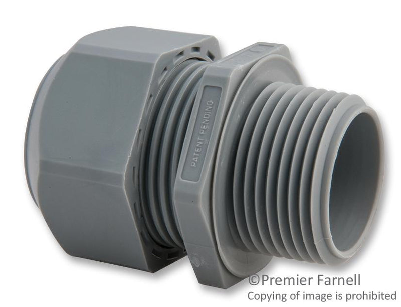 HUBBELL WIRING DEVICES SEC100GA CORD CONNECTOR, STR, NYLON 6.6, NPT 1IN, GREY