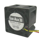 SANYO DENKI 9GV3612P3J03 DC Axial Fan, 12 V, Square, 36 mm, 28 mm, Ball Bearing, 19.4 CFM