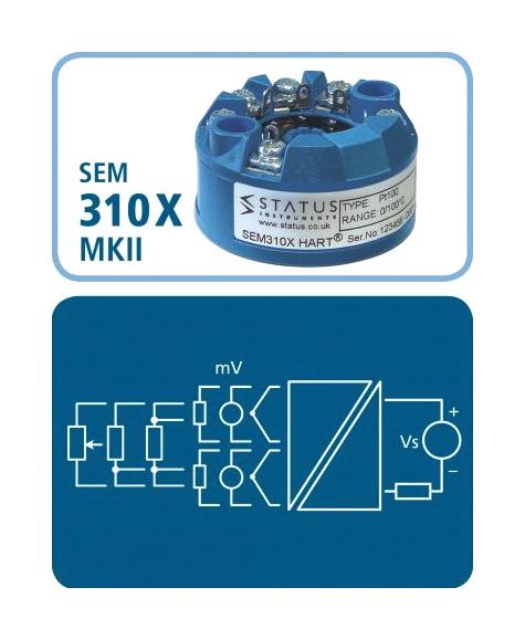 STATUS SEM310 Temperature Transmitter, HART, In Head, Universal Input, 4 to 20 mA Output