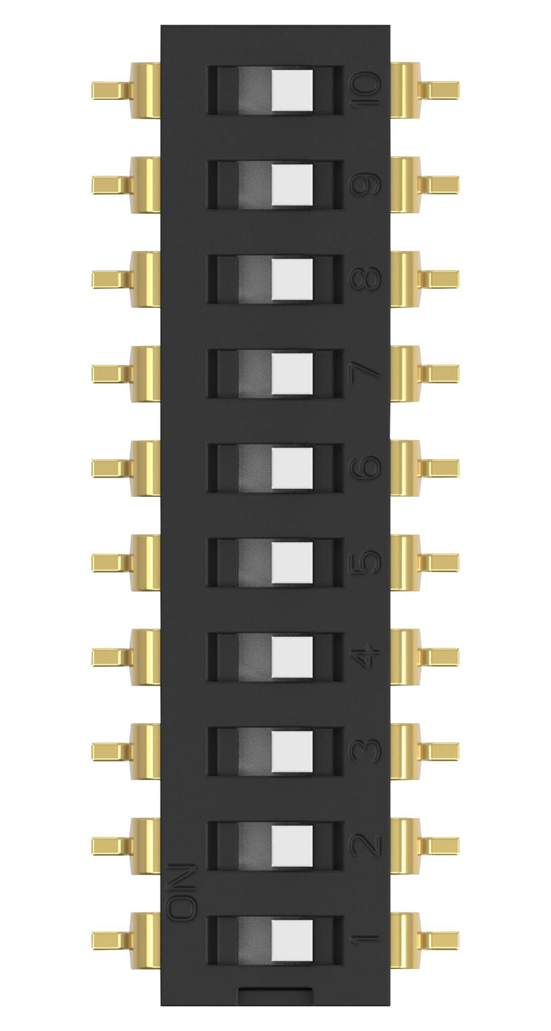 ALCOSWITCH - TE CONNECTIVITY ADEN10STU04 DIP SW, 10CKT, SPST, 0.025A, 24VDC, SMD