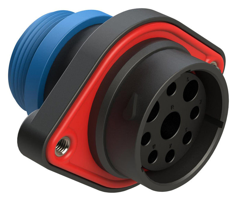 AMPHENOL SINE/TUCHEL AHDP02-24-09SR-STA 9 POSITION PANEL MOUNT RECEPTACLE, SOCKET, SHELL SIZE 24, REDUCED DIAMETER SEAL (BLUE), SMALL THREAD ADAPTER 86AK2718
