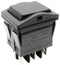 E-SWITCH RB543A1100-136 Rocker Switch, IP67, On-Off-On, DPDT, Illuminated, Panel, Snap-In, Black, RB5 Series