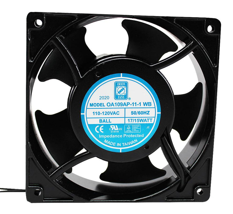 ORION FANS OA109AP-11-1WB AC Axial Fan, 115V, Square, 120 mm, 38.5 mm, Ball Bearing, 110 CFM