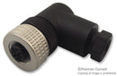 TELEMECANIQUE SENSORS XZCC12FCM40B Sensor Connector, OsiSense Series, M12, Male, 4 Positions, Screw Pin, Right Angle Cable Mount