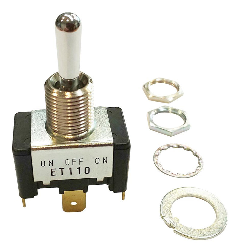 NIDEC COMPONENTS ET110A12-Z Toggle Switch, On-Off, SPST, Non Illuminated, ET, Panel Mount, 10 A