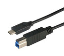 L-COM CAU31CB-2M USB Cable, Type B Plug to Type C Plug, 2 m, 6.6 ft, USB 3.0, Black