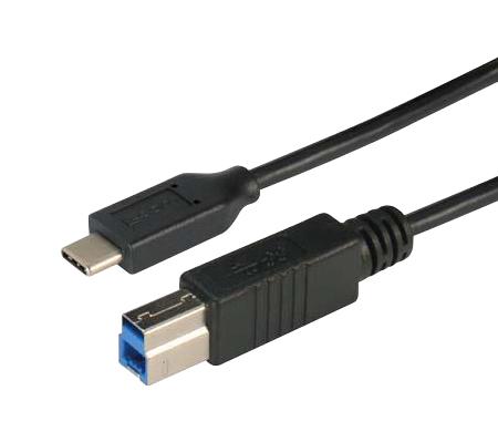 L-COM CAU31CB-2M USB Cable, Type B Plug to Type C Plug, 2 m, 6.6 ft, USB 3.0, Black