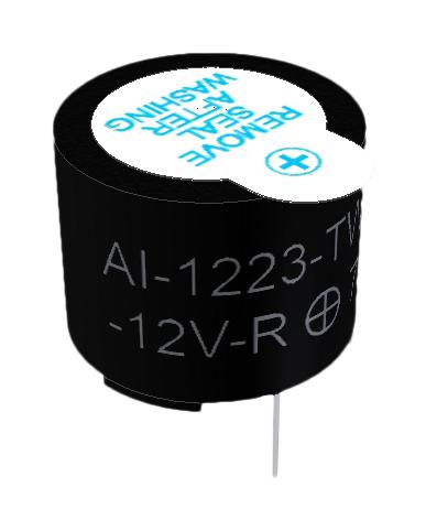 PUI AUDIO AI-1223-TWT-12V-R Transducer, Audio Indicator, 2.3kHz, 8 VDC to 16 VDC, Continuous, 85 dBA, 30mA, Through Hole