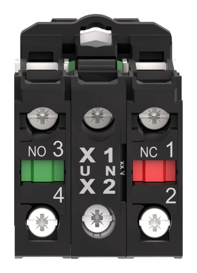 SCHNEIDER ELECTRIC XB5AW73731B5 Industrial Pushbutton Switch, Harmony, 22 mm, SPST-NO, SPST-NC, Momentary, Flush, Green, Red