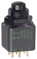 APEM 13445-4X778 Pushbutton Switch, 4mm Plunger, 13000 Series, 12 mm, DPDT, On-(On), Round Plunger