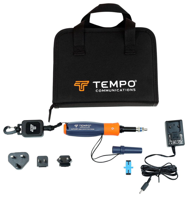 TEMPO FIP100 KIT Fibre Optic Connector Inspection Kit, FIP100, Power Supply(NA, UK & EU), SC/UPC Bulkhead Tip