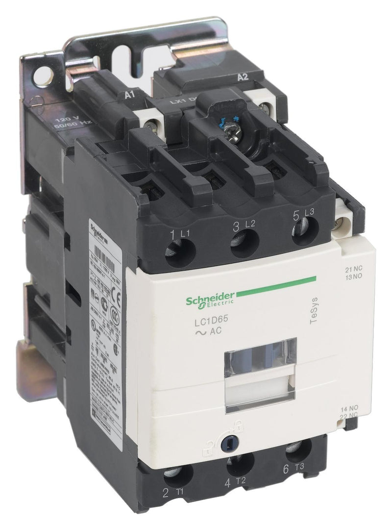 SCHNEIDER ELECTRIC LC1D65P7S335 Relay Contactor, TeSys D Series, 3PST-NO, 3P, 65 A at 440 VAC, 37 kW at 1 kV