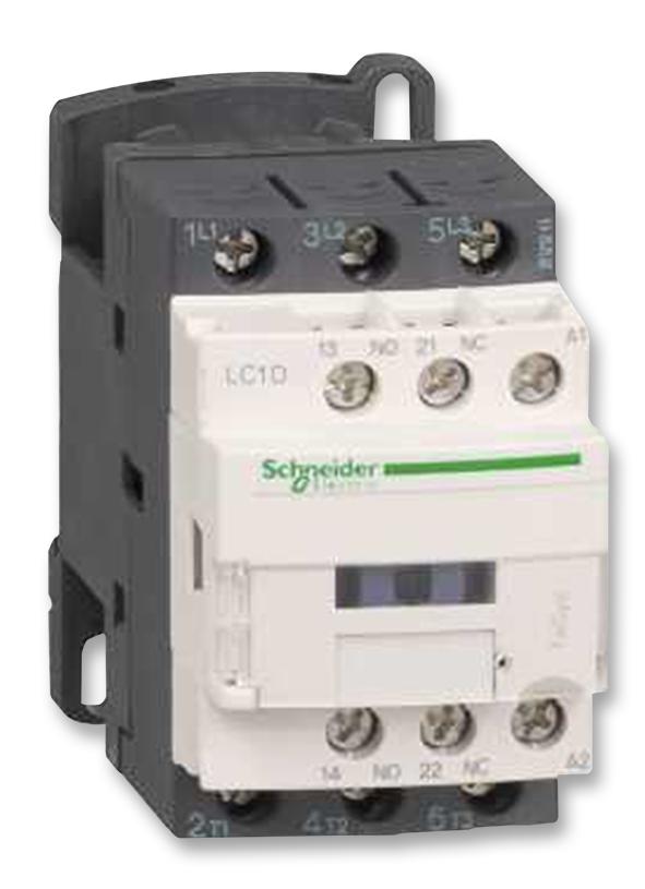 SCHNEIDER ELECTRIC LC1D09FD Contactor, LC1D, 9 A, DIN Rail, 600 VAC, 3PST-NO, 3 Pole, 7.5 hp