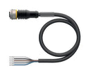 TURCK RKC4.4T-2/TEL Sensor Cable, A Coded, M12 Receptacle, Free End, 4 Positions, 2 m, 6.6 ft