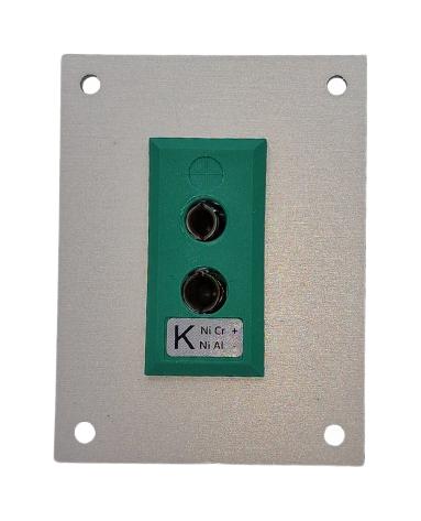 LABFACILITY IS-K-FF + FSP-1 Thermocouple Connector, 66 x 50mm Panel, Standard, K, Socket, 1Way, Green, IEC, Fascia Mount