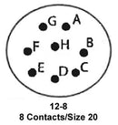 ITT CANNON KPT08A12-8S Circular Connector, KPT Series, MIL-DTL-26482 Series I, Right Angle Plug, 8 Contacts, Solder Socket