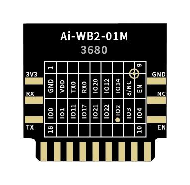 RF SOLUTIONS AI-WB2-01M Wireless LAN Module, 2.4835GHz, ADC/DAC/GPIO/I2C/IR Remote/PWM/PIR/SDIO/SPI/UART, Internet of Things